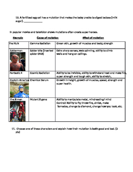 Mutations worksheet by Sonja's Science Shop | Teachers Pay Teachers