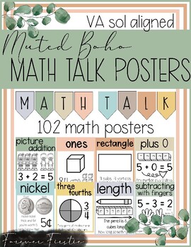 Preview of Muted Boho Math Talk Posters/Anchor Charts