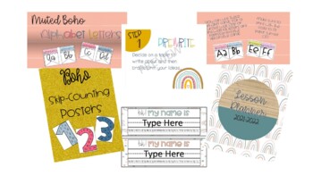 Preview of Muted, Modern Boho Classroom Resources GROWING BUNDLE