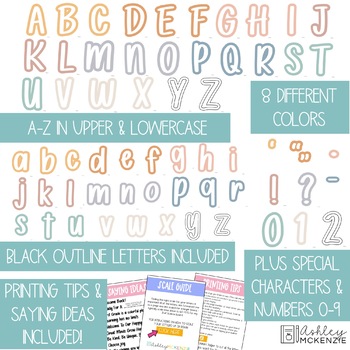 Muted Pastel A-Z Bulletin Board Letters, Punctuation, and Numbers