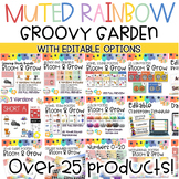 Muted Rainbow Classroom Decor Bundle| Groovy Garden Muted 