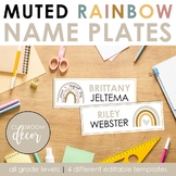 Muted Rainbow Classroom Decor: Name Tags & Name Plates