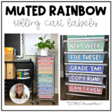 Muted Rainbow Rolling Cart & Sterilite Drawer Labels *EDITABLE*