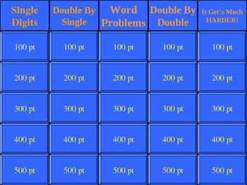 Preview of Mutiplication of Whole Number & Problem Solving Jeopardy (Game)