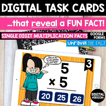Preview of Mutliplication Digital Math Task Cards | Distance Learning | Google Forms