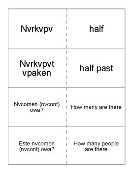 Preview of Mvskoke Language Flashcards set 11
