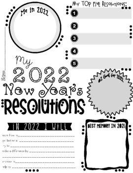 Preview of My 2022 New Year's Resolution Activity Poster Freebie