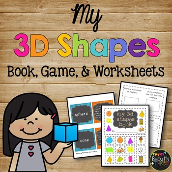 Preview of 3D Shapes Book Solid Shapes Activity Kindergarten First and Second Grade
