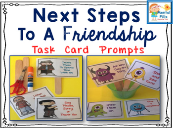 Preview of Social Skills Scripted Task Cards for The Next Steps To A Friendship