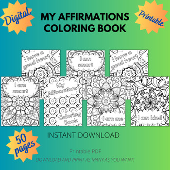 Preview of My Affirmations Coloring Book,Affirmations Pages,Kids Affirmations