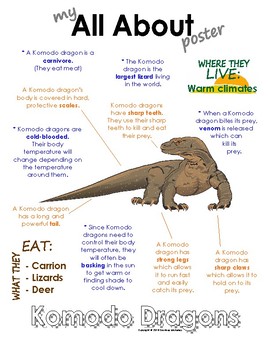 Preview of My All About Komodo Dragons Book / Workbook - (Desert Animal / Warm climate)