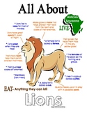 My All About Lions Book / Workbook - African Animal Unit Study