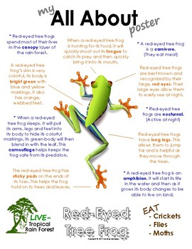Preview of My All About Red-Eyed Tree Frog Book / Workbook - (Tropical Rain Forest Animals)