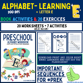 Preview of My Alphabet Learning - 20 Mastery pages for the letter 'E' {Zr Prime Educations}