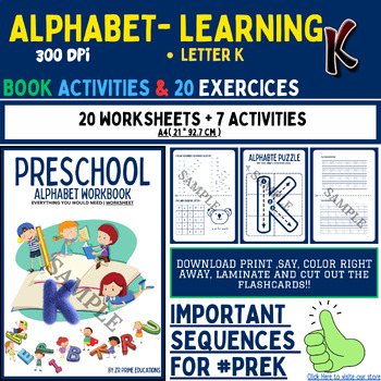 Preview of My Alphabet Learning - 20 Mastery pages for the letter 'K' {Zr Prime Educations}