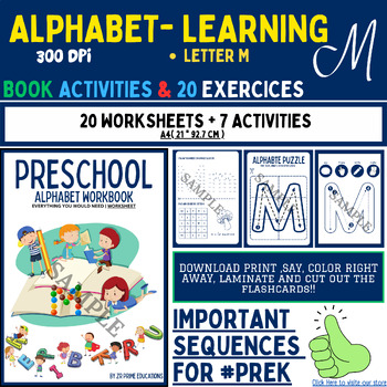 Preview of My Alphabet Learning - 20 Mastery pages for the letter 'M' {Zr Prime Educations}