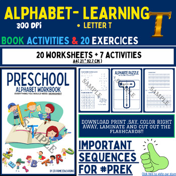 Preview of My Alphabet Learning - 20 Mastery pages for the letter 'T' {Zr Prime Educations}