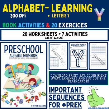Preview of My Alphabet Learning - 20 Mastery pages for the letter 'Y' {Zr Prime Educations}