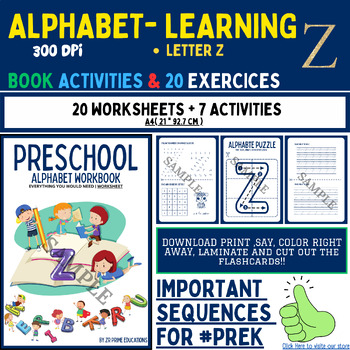Preview of My Alphabet Learning - 20 Mastery pages for the letter 'Z' {Zr Prime Educations}