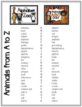 My Alphabet Zoo and Animal ABC Order Responsive Readers & Handwriting