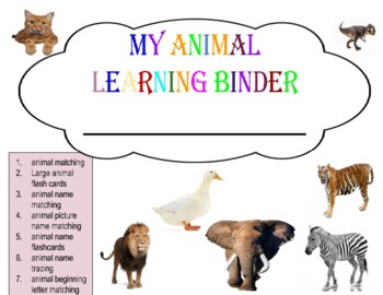 Preview of Animal Learning Binder busy book interactive Montessori morning work