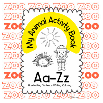 Preview of Digital Animal Activity Book Aa-Zz, Printable, Guided Handwriting, Zoo Trip, 6x9