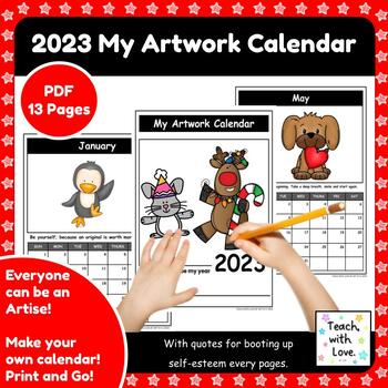 Preview of My Artwork : Calendar New Year 2023 : build-up self-esteem : Growth mindset