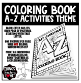 Coloring Activity Book, A to Z Themed Pictures, Find It Ac
