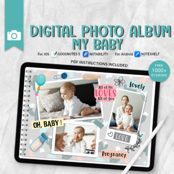 Preview of My Baby Digital Photo Album, Pregnancy Scrapbook Journal Album, New Mom Gift