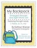 "My Backpack" Emergent Reader and Sight Word Set