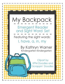 Preview of "My Backpack" Emergent Reader and Sight Word Set