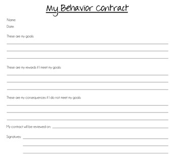 My Behavior Contract Printable by Kids and Coffee TpT
