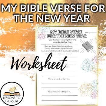 Preview of My Bible Verse for the New Year Worksheet-Christian, Lesson, Religious