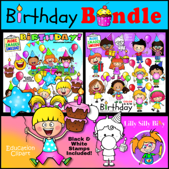 Preview of My Birthday! - Clipart BUNDLE of celebration! LILLY SILLY BILLY