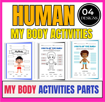 Preview of My Body Activities Parts Organs ⭐⭐⭐Human Body Systems Worksheets Posters