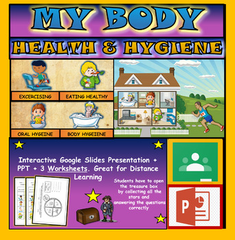 Preview of My Body: Health & Hygiene. Interactive Google Slides+ PPT+ 3 Worksheets