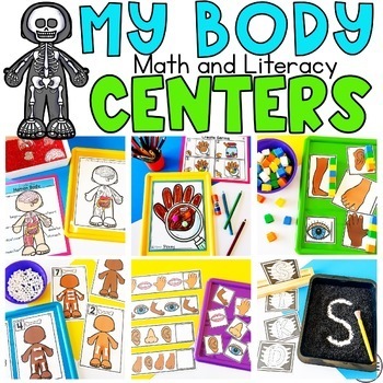Preview of My Body Math & Literacy Centers Preschool - PreK Body Parts Activities