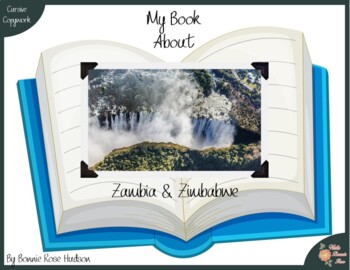 Preview of My Book About Zambia & Zimbabwe with Cursive Copywork