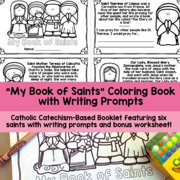 Preview of My Book of Saints | Catholic Christian Coloring & Writing Activity