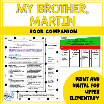 Preview of My Brother Martin Narrative Nonfiction Book Companion | Cause and Effect