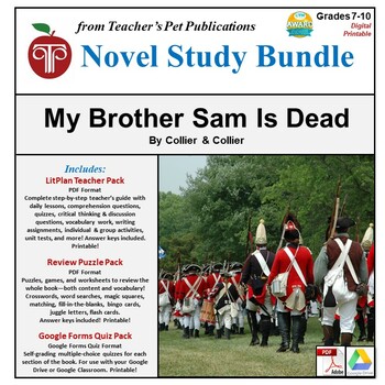 Preview of My Brother Sam Is Dead LitPlan Novel Study Unit Bundle