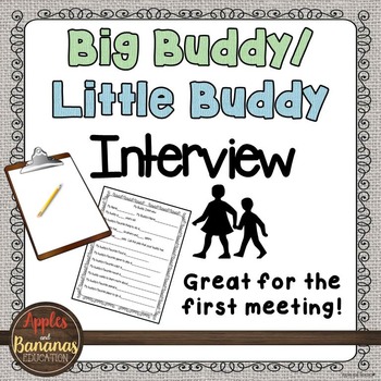 Preview of My Buddy Interview - Big Buddy/Little Buddy Activity FREEBIE