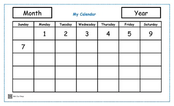 Preview of My Calendar Chart     Pre-K   Kinder   1st Grade