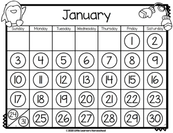 My Calendar Workbook 2020-2021 Calendar by Little Learners Homeschool