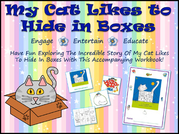 Preview of My Cat Likes to Hide in Boxes: Workbook, PPT, Flashcards & Prepositions Book!