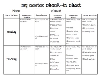 Preview of My Center Check-In Chart