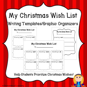 Preview of My Christmas Wish List Writing Templates (Needs and Wants Christmas List)