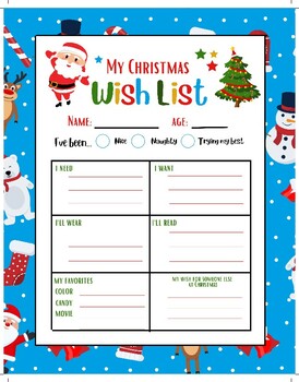 My Christmas Wish list Printable by Charley Layne Creation | TPT