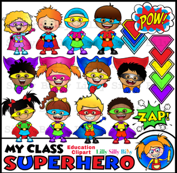 Preview of My Class Superhero! - Clipart. Black/ white and full color. {Lilly Silly Billy}