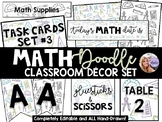 Math Doodle Classroom Decor Set- Bundle of Posters Signs Labels